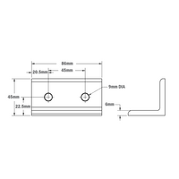 40-540-1 MODULAR SOLUTIONS ANGLE BRACKET<br>45MM TALL X 90MM WIDE W/ HARDWARE